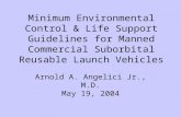 Minimum Environmental Control & Life Support Guidelines for Manned Commercial Suborbital Reusable Launch Vehicles Arnold A. Angelici Jr., M.D. May 19,