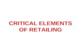 CRITICAL ELEMENTS OF RETAILING. Definition of Retailing Retailing consists of the activities involved in selling goods and services directly to ultimate.