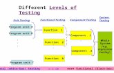 Program unit A Program unit B Program unit T...... Function 1 Function 2 Function 8.... Component 1 Whole System (e.g. regression testing) Component 3.