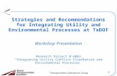 1 Transportation Operations Group Workshop Presentation Research Project 0-6065 “Integrating Utility Conflict Elimination and Environmental Processes”