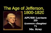 APUSH Lecture 2D (covers chapter 7) Ms. Kray. Describe the political ideals and philosophy of Thomas Jefferson Describe the political ideals and philosophy.