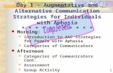 1 Day 1 – Augmentative and Alternative Communication Strategies for Individuals with Aphasia * * * * * * * * * * * Morning: Introduction to AAC Strategies.