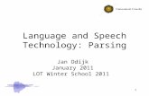 Language and Speech Technology: Parsing Jan Odijk January 2011 LOT Winter School 2011 1.