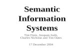 Semantic Information Systems Tim Finin, Anupam Joshi, Charles Nicholas and Tim Oates 17 December 2004.