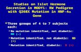 Studies on Islet Hormone Secretion in MODY1: RW Pedigree with Q268X Mutation in HNF-4  Gene  Three groups of 4 to 7 subjects each:  No mutation identified,