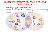 STUDY OF IMMUNITY. NON-SPECIFIC RESISTANCE 1.Immunity. Types of immunity 2.Innate immunity. Mechanism of innate immunity