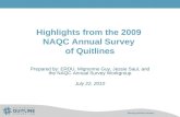 Highlights from the 2009 NAQC Annual Survey of Quitlines Prepared by: ERDU, Mignonne Guy, Jessie Saul, and the NAQC Annual Survey Workgroup July 22, 2010.