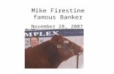 Mike Firestine famous Banker November 28, 2007. Background of Mike Firestine Finance Company – Account Adjuster Lebanon Valley National Bank –Assistant.