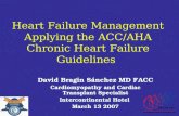 Heart Failure Management Applying the ACC/AHA Chronic Heart Failure Guidelines David Bragin Sánchez MD FACC Cardiomyopathy and Cardiac Transplant Specialist.