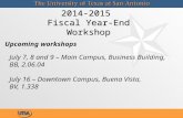 2014-2015 Fiscal Year-End Workshop Upcoming workshops July 7, 8 and 9 – Main Campus, Business Building, BB, 2.06.04 July 16 – Downtown Campus, Buena Vista,
