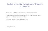 Radial Velocity Detection of Planets: II. Results To date 1783 exoplanets have been discovered ca 558 planets discovered with the RV method. The others.