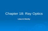 Chapter 18: Ray Optics Lisa & Becky. Ray Model of Light  Light rays travel in straight lines  Light rays cross but do not interact  Light rays travel.