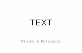 TEXT Mining & Retrieval. TEXT INFORMATION THOUGHTS OPINIONS FEELINGS STORIES DOCUMENTARIES NEWS LANGUAGES EVERY DAY LIFE SCIENCE DISCUSSIONS POLITICS.