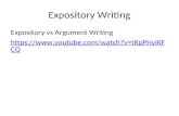 Expository Writing Expository vs Argument Writing   Q