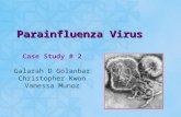 Parainfluenza Virus Case Study # 2 Galarah D Golanbar Christopher Kwon Vanessa Munoz.