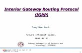 Pohang University of Science and Technology (POSTECH) Copyright © 2007 SE Lab. Dept. of CSE POSTECH, R.O. Korea Interior Gateway Routing Protocol (IGRP)
