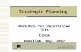 Strategic Planning Workshop for Palestinian TEIs CINDA Ramallah, May, 2007.
