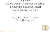 Caltech CS184 Spring2005 -- DeHon 1 CS184b: Computer Architecture (Abstractions and Optimizations) Day 16: May 6, 2005 Fast Messaging.