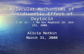 Molecular Mechanisms of Antidiuretic Effect of Oxytocin Li, C et al. J Am Soc Nephrol 19: 225-232, 2008. Alicia Notkin March 31, 2008.