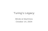 Turing’s Legacy Minds & Machines October 14, 2004.