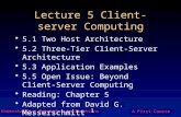 Understanding Networked Applications A First Course 1 Lecture 5 Client-server Computing 5.1 Two Host Architecture 5.2 Three-Tier Client-Server Architecture.