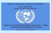 EGM on Trade and Transport Facilitation 10-11 April, 2013 Dubai, United Arab Emirates Trade and Transport Facilitation Measures – Trade and Income Implications.