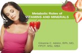 Metabolic Roles of VITAMINS AND MINERALS Gloanne C. Adolor, RPh, MD, FPCP, MSc, MBA.