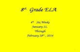 8 th Grade ELA 4 th Six Weeks January 21, Through February 28 th, 2014 1.