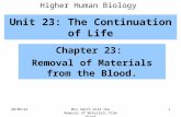 Unit 23: The Continuation of Life Chapter 23: Removal of Materials from the Blood. 17/09/2015Mrs Smith Ch23 The Removal of Materials from Blood 1 Higher.