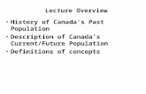 History of Canada’s Past Population Description of Canada’s Current/Future Population Definitions of concepts Lecture Overview.