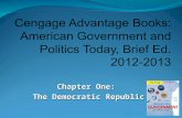 Chapter One: The Democratic Republic. Politics and Government Politics is the struggle over power and influence within organizations or informal groups.
