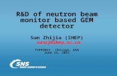 R&D of neutron beam monitor based GEM detector Sun Zhijia (IHEP) sunzj@ihep.ac.cn TIPP2011 Chicago, USA June 13, 2011 sunzj@ihep.ac.cn.