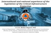 International and national experience of the legislation of the Critical Infrastructure Protection Lt-Col. Balázs Bognár PhD Head of Department – Department.