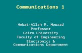 Communications 1 Hebat-Allah M. Mourad Professor Cairo University Faculty of Engineering Electronics & Communications Department.