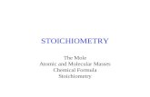 STOICHIOMETRY The Mole Atomic and Molecular Masses Chemical Formula Stoichiometry.