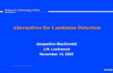 RAND1 Science & Technology Policy Institute Alternatives for Landmine Detection Jacqueline MacDonald J.R. Lockwood November 14, 2002.