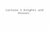 Lecture 5 Knights and Knaves.. Administration Show hand in form. Show plagiarism form. Any problems with coursework? Google knight and knaves and look.