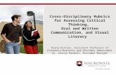 1 Cross – Disciplinary Rubrics for Assessing Critical Thinking, Oral and Written Communication, and Visual Literacy Diana Fortier, Assistant Professor.