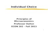 1 Individual Choice Principles of Microeconomics Professor Dalton ECON 202 – Fall 2013.