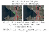Which city would you rather live in, bike in, work in, and vacation too? Which city would you rather drive through? Which is more important to you?