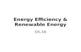 Energy Efficiency & Renewable Energy Ch.16. Why is energy efficiency an important energy resource? Improving energy efficiency can save the world at least.