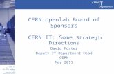 CERN IT Department CH-1211 Genève 23 Switzerland  CERN openlab Board of Sponsors CERN IT: Some Strategic Directions David Foster Deputy IT.