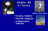Stats 95 t-Tests Single Sample Paired Samples Independent Samples William Sealy Gosset.