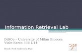 Information Retrieval Lab DiSCo – University of Milan Bicocca Viale Sarca 336 U14 Head: Prof. Gabriella Pasi.