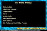 Six-Traits Writing Introduction Ideas and Content Organization Voice Word Choice Sentence Fluency Conventions Six Traits and the Writing Process.