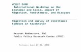WORLD BANK International Workshop on the Economic and Social Impact of Migration, Remittances, and Diaspora Migration and Survey of remittance senders.