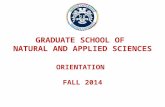 GRADUATE SCHOOL OF NATURAL AND APPLIED SCIENCES ORIENTATION FALL 2014.