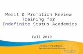 Merit & Promotion Review Training for Indefinite Status Academics Fall 2010.