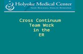 Cross Continuum Team Work in the ER. TEAM ELIZABETH SAYKIN,RN,LSW,CCM LAURA O’CONNOR, LSW ER PHYSICIANS ER NURSES SECRETARY Diane DeMatteo,RN,BSN,CCM.