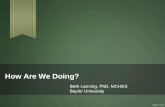 How Are We Doing? Beth Lanning, PhD, MCHES Baylor University.